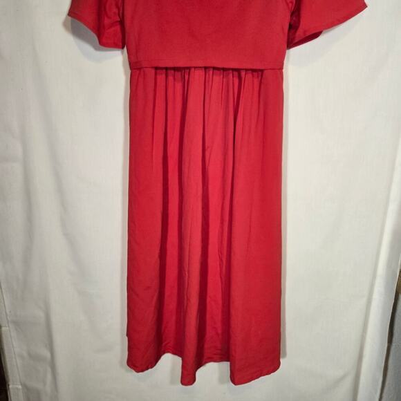 Vintage Jojo Mamen Bebe Red Layered Embroidered Midi Dress Bohemian Easter 8 - Picture 5 of 11
